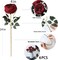 6Pcs Burnt Burgundy Artificial Roses Long Stem Silk Fake Flowers for Wedding Centerpieces, Home Decor, Vase Arrangement, Floral Decoration
